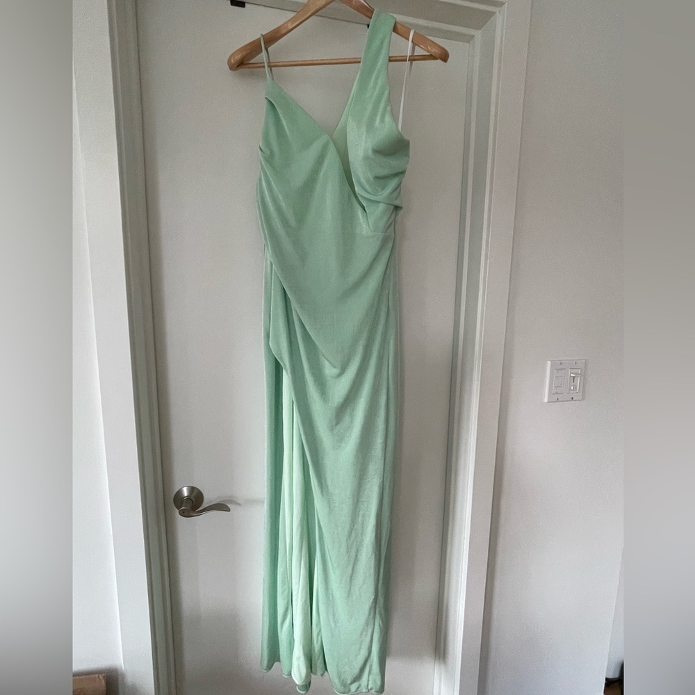 Katie May x Revolve Cut Above gown in sea green. Worn only once.